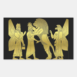 Pegatina Rectangular Lion Hunt