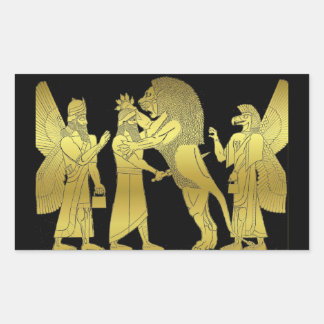 Pegatina Rectangular Lion Hunt