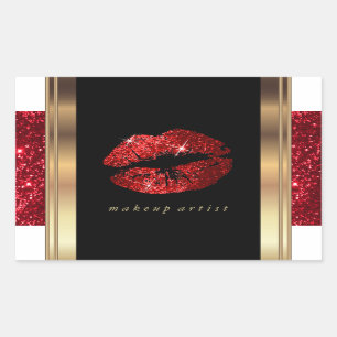 Pegatina Rectangular Lips de Purpurina rojo