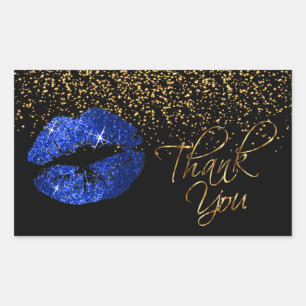 Pegatina Rectangular Lipsense SeneGence Gracias - Labios Azules