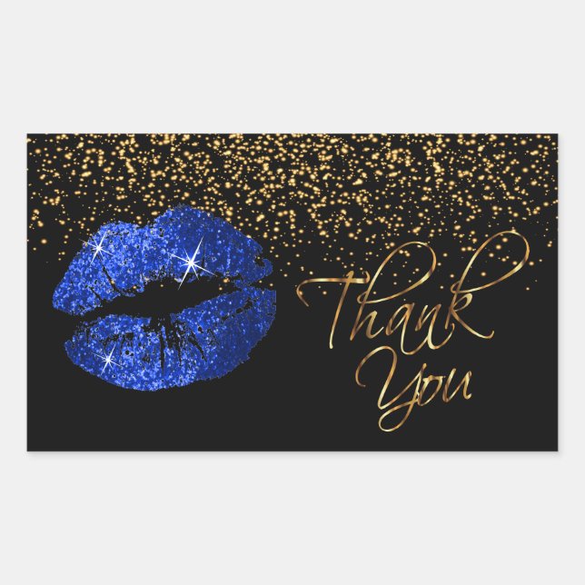 Pegatina Rectangular Lipsense SeneGence Gracias - Labios Azules (Anverso)