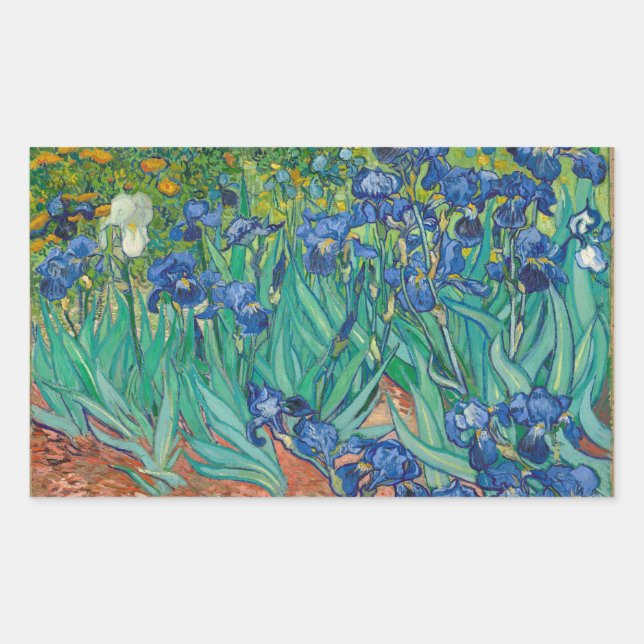 Pegatina Rectangular Lirios por Vincent van Gogh (Anverso)