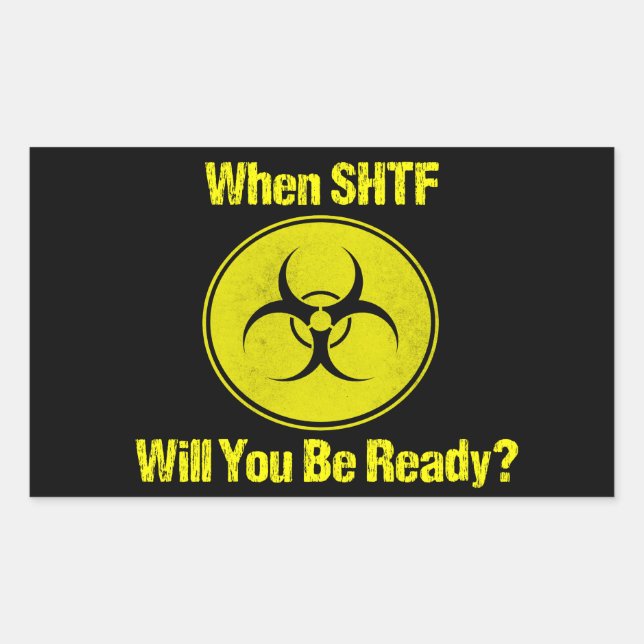 Pegatina Rectangular Listo cuando SHTF Design Prepper (Anverso)