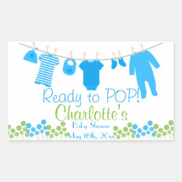 Pegatina Rectangular ¡Listo para POP! Baby Clothesline Baby Shower