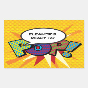 Pegatina Rectangular Listo para POP Baby Shower Funny Modern