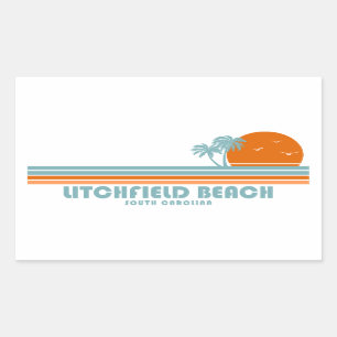 Pegatina Rectangular Litchfield Beach South Carolina Sun Palm Trees