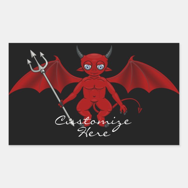 Pegatina Rectangular Little Red Devil Thunder_Cove (Anverso)
