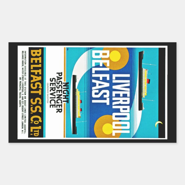 Pegatina Rectangular Liverpool - Belfast Ferry (Anverso)