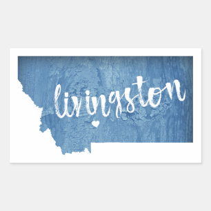 Pegatina Rectangular Livingston Montana Grano de Madera