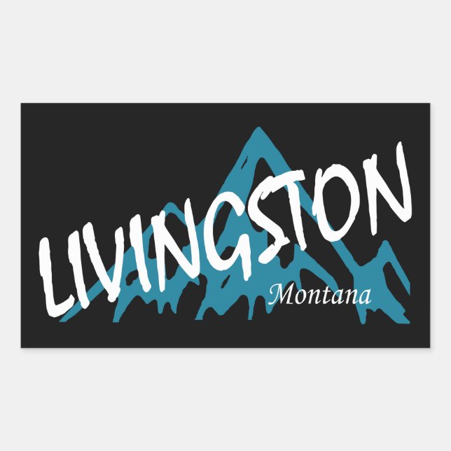 Pegatina Rectangular Livingston Montana Mountain (Anverso)
