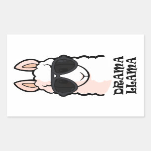 Pegatina Rectangular Llama dramática