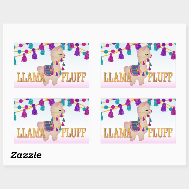 Pegatina Rectangular LLAMA FLUFF Cute (Hoja)