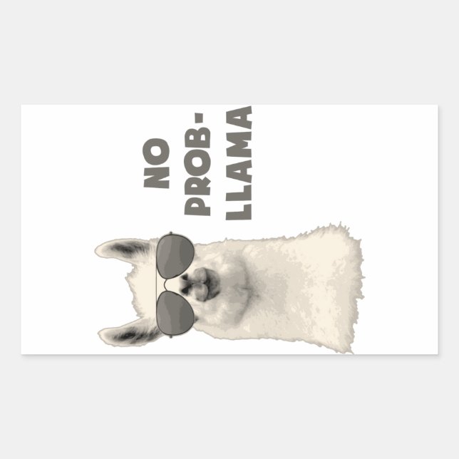 Pegatina Rectangular Llama sin problema (Anverso)