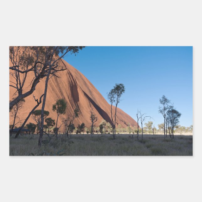 Pegatina Rectangular llanura de uluru y desierto (Anverso)
