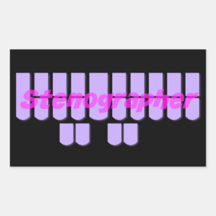 Pegatina Rectangular Llaves púrpuras de la máquina de Steno del