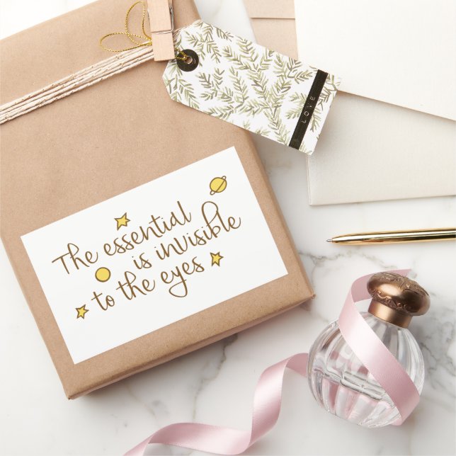 Pegatina Rectangular Lo esencial es invisible para los ojos (Regalar)