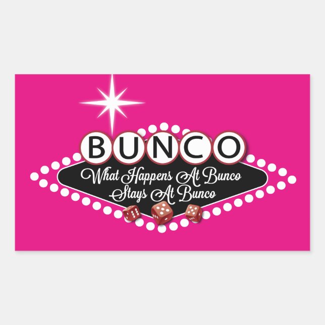 Pegatina Rectangular Lo Que Pasa En Bunco Se Queda En Bunco Fun (Anverso)