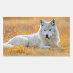Pegatina Rectangular Lobo retrato de amor por animales salvajes