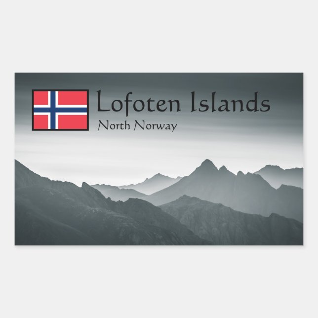 Pegatina Rectangular Lofoten North Noruega (Anverso)