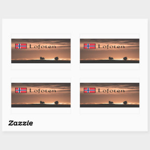 Pegatina Rectangular Lofoten Sunset Sheep Nature Foto