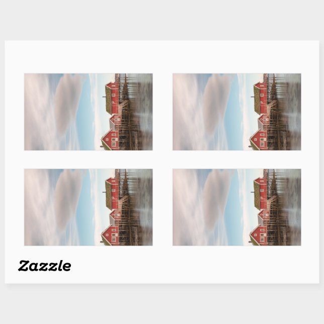 Pegatina Rectangular Lofoton Pshing Village - Noruega Rectangular Stick (Hoja)