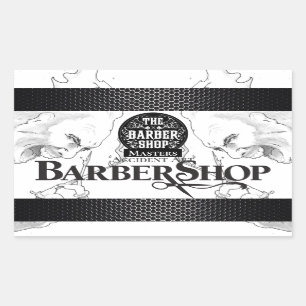 Pegatina Rectangular Logo de Barber Shop