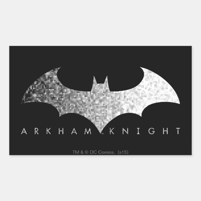Pegatina Rectangular Logo de Batman Arkham Knight Pixel (Anverso)