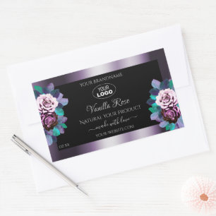 Pegatina Rectangular Logo de Flourish Purple Black Product Labs