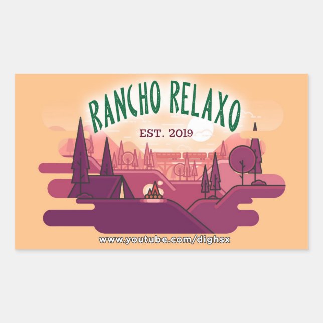 Pegatina Rectangular Logo de la caída de Rancho Relaxo (Anverso)