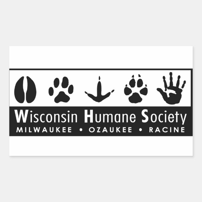 Pegatina Rectangular Logo de la Sociedad Humana de Wisconsin (Anverso)