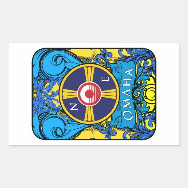 PEGATINA RECTANGULAR LOGO DE OMAHA NEBRASKA (Anverso)