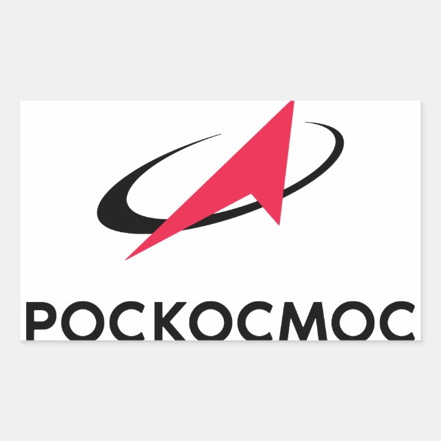 Pegatina Rectangular Logo de Roscosmos (Anverso)