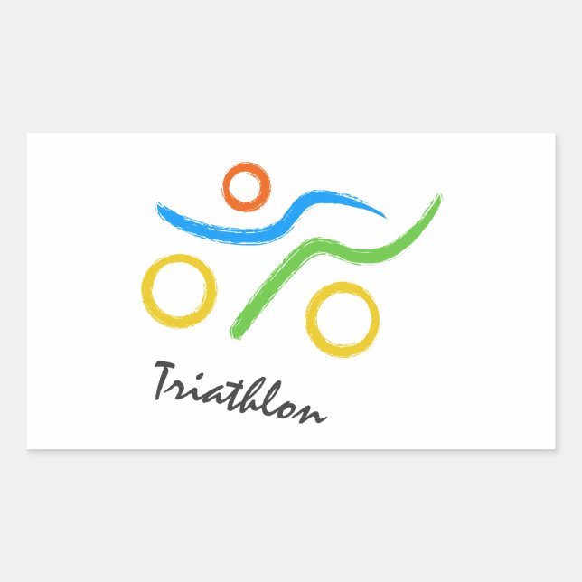 Pegatina Rectangular Logo de Triathlon (Anverso)