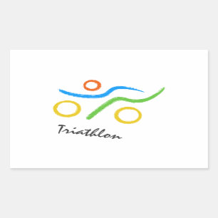 Pegatina Rectangular Logo de Triathlon