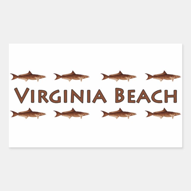 Pegatina Rectangular Logo de Virginia Beach Cobia Saltwater Fishing (Anverso)