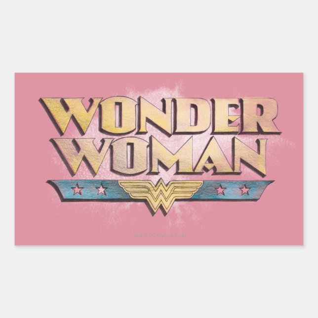Pegatina Rectangular Logo de Wonder Woman Pencil (Anverso)