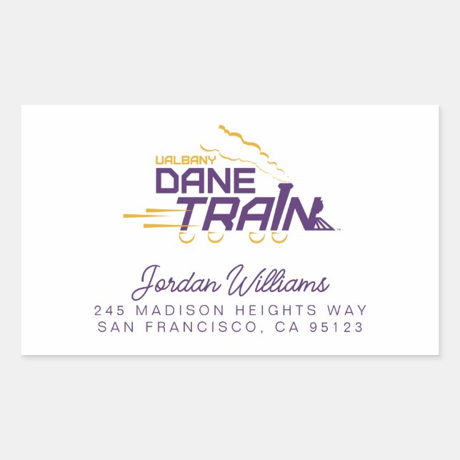 Pegatina Rectangular Logo del Tren de Dane de la UAlbany (Anverso)