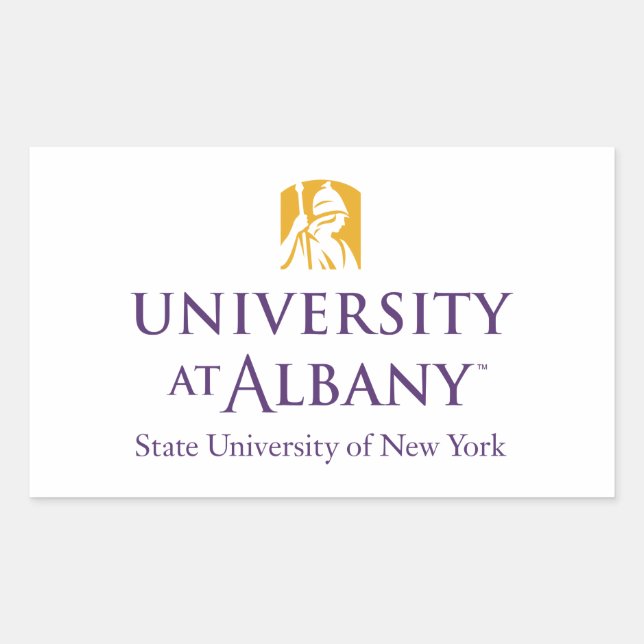 Pegatina Rectangular Logo icónico de la Universidad de Albany (Anverso)