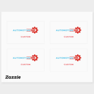 Pegatina Rectangular Logotipo de engranaje automotriz