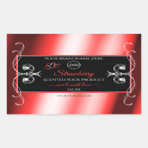 Pegatina Rectangular Logotipo de etiquetas de productos rojos con joyas