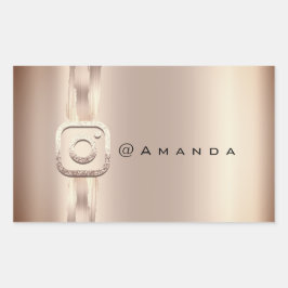 Pegatina Rectangular Logotipo de Instagra de Rosa de maquillaje en medi