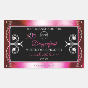 Pegatina Rectangular Logotipo de marcas de productos rosados de color r