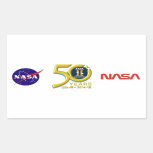Pegatina Rectangular Logotipo del aniversario de los géminis 50.os