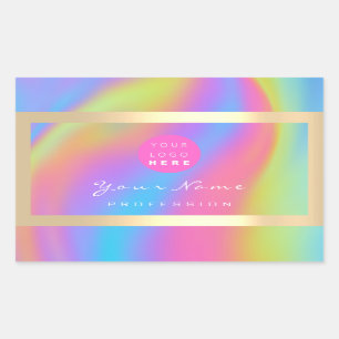 Pegatina Rectangular Logotipo Eyelash Makeup Hair Nails Holograph Golde