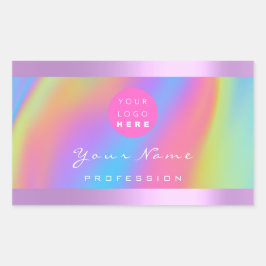 Pegatina Rectangular Logotipo Eyelash Makeup Hair Nails Holograph Purpl