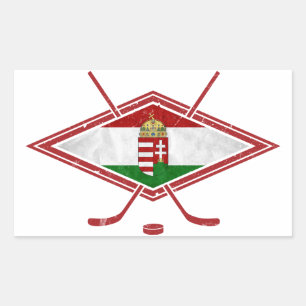 Pegatina Rectangular Logotipo húngaro del hockey del Magyar