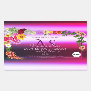 Pegatina Rectangular Logotipo Monograma de etiquetas de productos morad