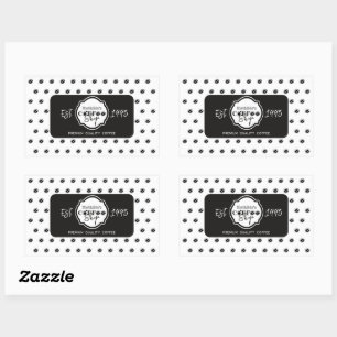 Pegatina Rectangular Logotipo Personalizado de Cafetería Profesional Ne