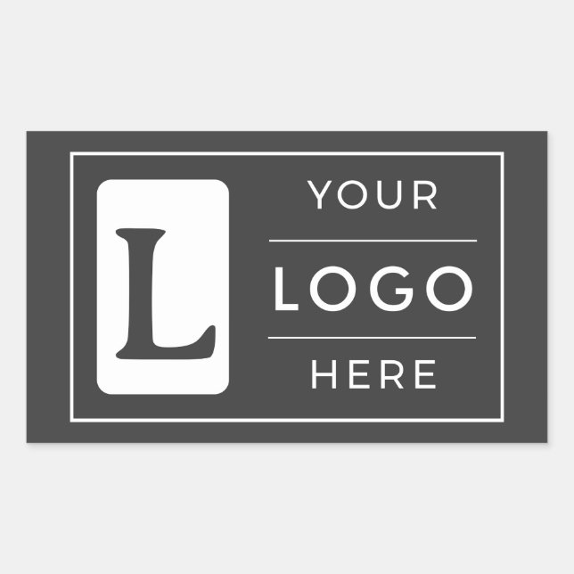 Pegatina Rectangular Logotipo Personalizado Moderno Gris Carbón Promoci (Anverso)