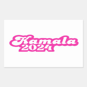 Pegatina Rectangular Logotipo rosa de la chica Kamala Harris 2024